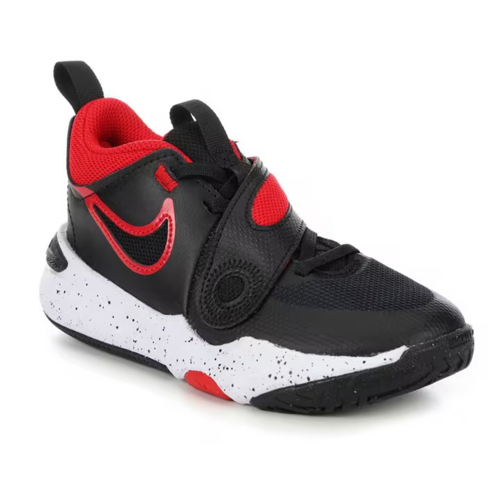 NWT! Nike TeamHustle D11 Black+Red Basketball / Athletic Sneakers w/Velcro, 2.5Y